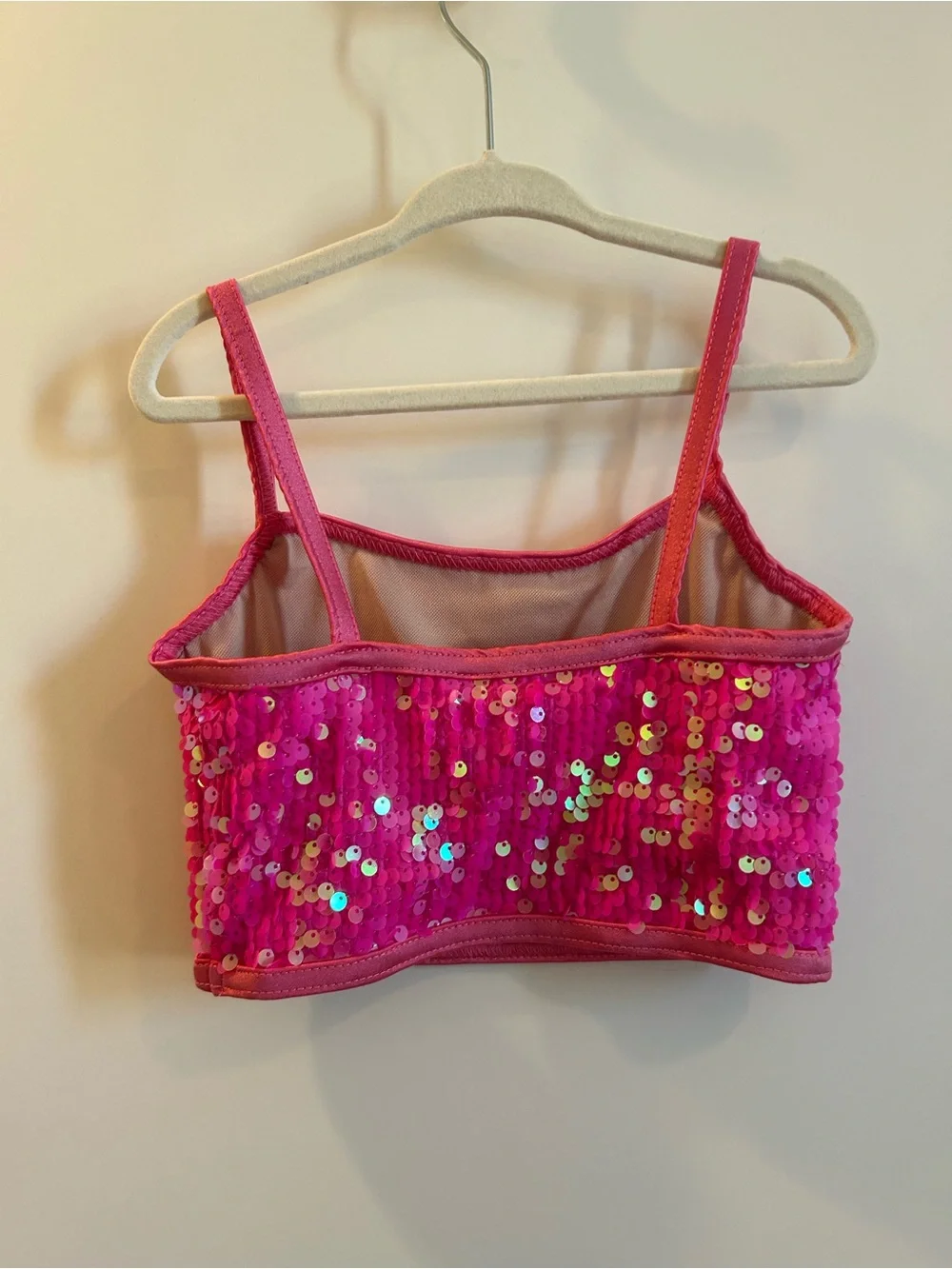Weissman Hot Pink Sequin Crop Tank Top - Picture 7 of 8